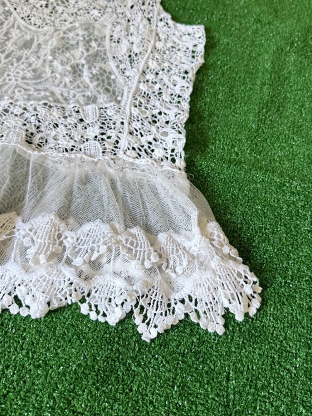 Roommates Boho Ivory Crochet Lace Sheer Tank Top Festival Cover Up Plus Size 3X - Picture 3 of 14